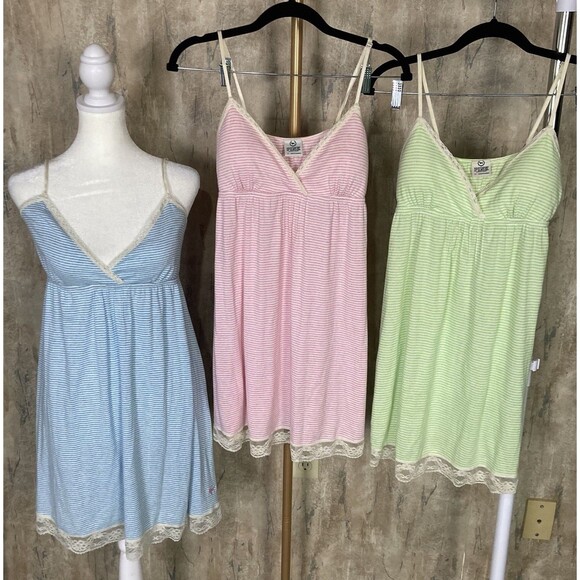 Victoria's Secret Other - Victoria's Secret PINK Medium Babydoll Chemise Nightgown Cotton Lace Trim Lot 3